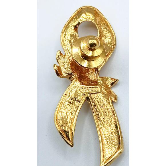 Vintage AVON Gold Tone & Pink Enamel Breast Cancer Awareness PIN - Picture 2 of 2